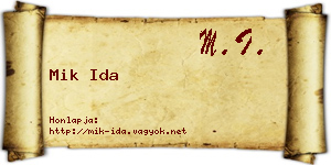 Mik Ida névjegykártya